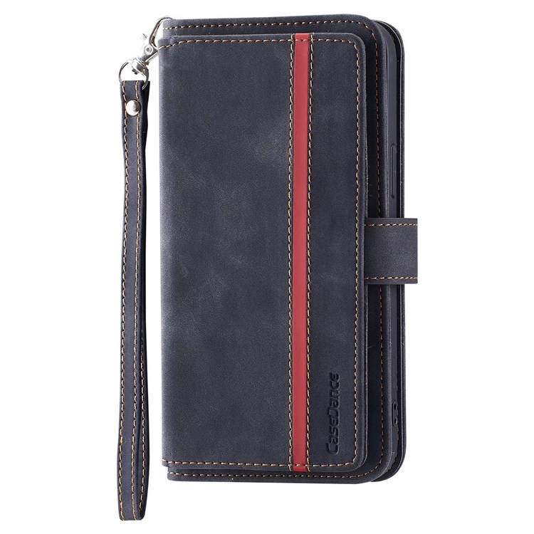 CASEDANCE Waltz 002 Series Magnetic Closure Phone Cover for iPhone 12 Pro Max 6.7 inch, Handy Strap Wallet Adjustable Stand Phone Case - Black-9