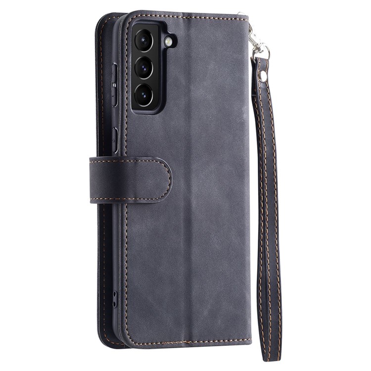 CASEDANCE Waltz 002 Series for Samsung Galaxy S21+ 5G Stand Phone Case PU Leather Magnetic Full Coverage Wallet Cell Phone Shell - Black-10