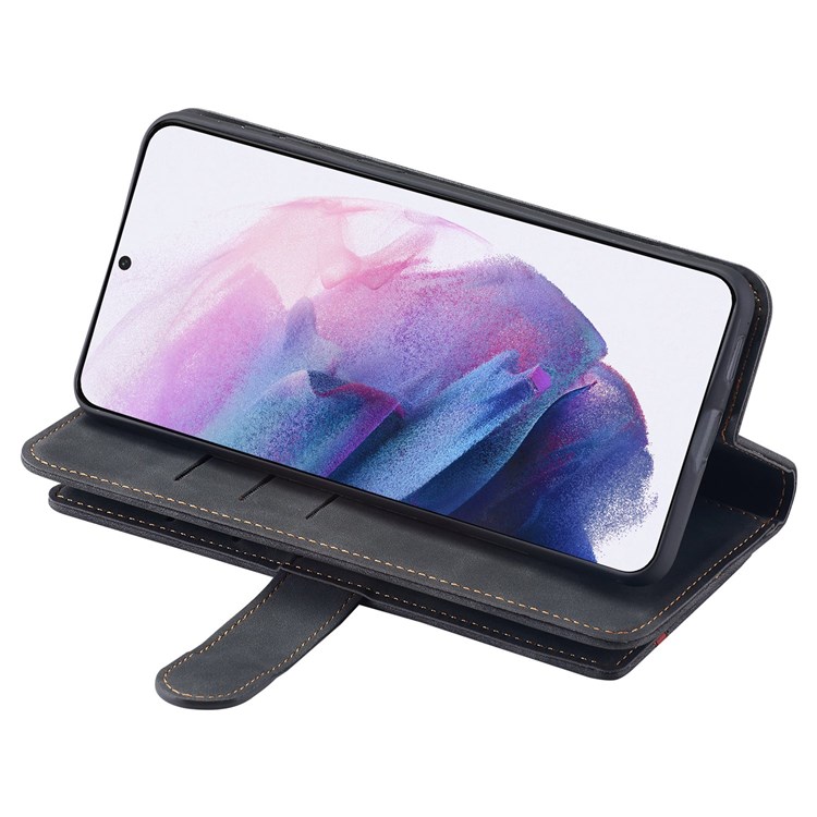CASEDANCE Waltz 002 Series for Samsung Galaxy S21+ 5G Stand Phone Case PU Leather Magnetic Full Coverage Wallet Cell Phone Shell - Black-3