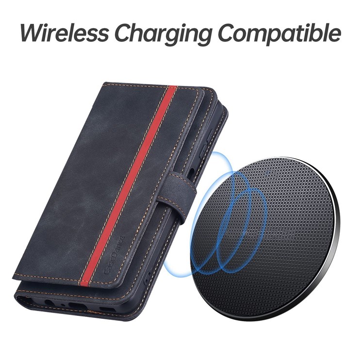 CASEDANCE Waltz 002 Series for Samsung Galaxy S21+ 5G Stand Phone Case PU Leather Magnetic Full Coverage Wallet Cell Phone Shell - Black-8
