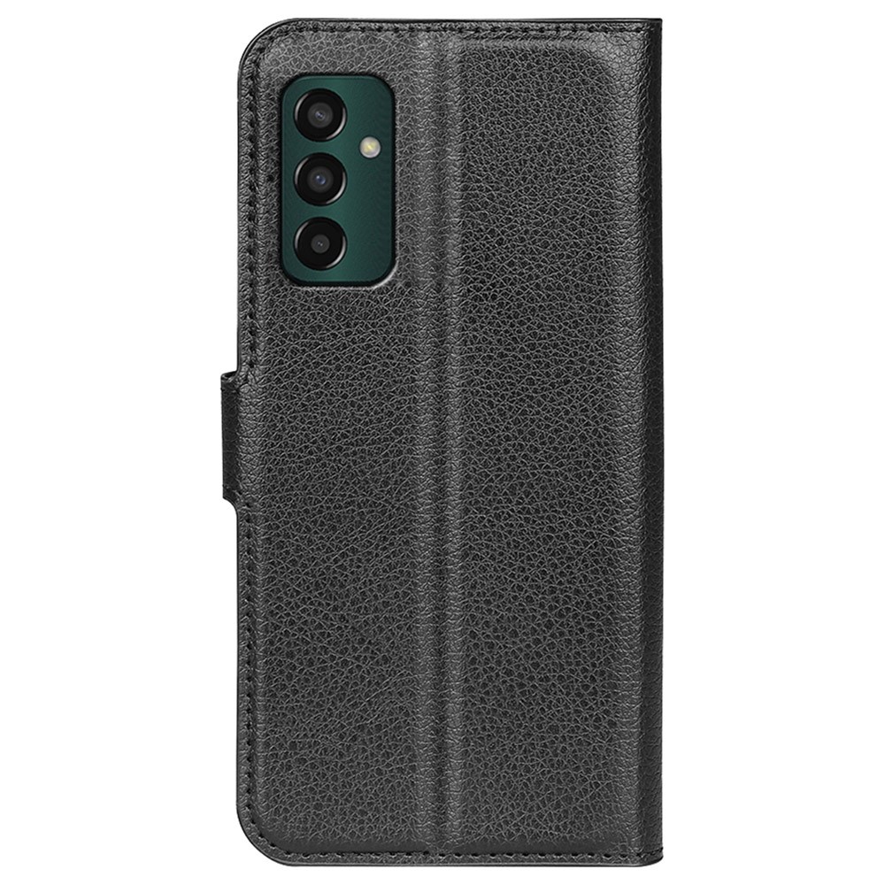 For Samsung Galaxy M13 4G Anti-scratch Litchi Texture PU Leather Case, Shockproof Wallet Stand Folio Flip Phone Cover - Black-6