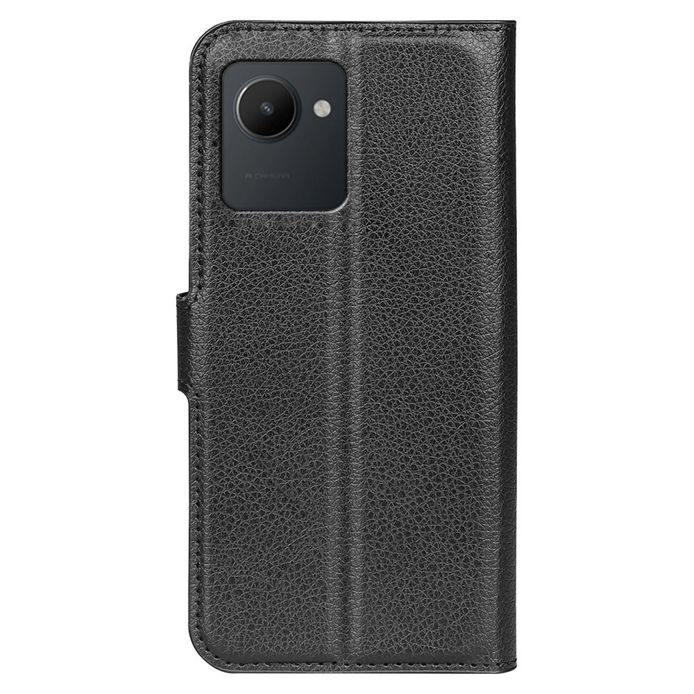 For Realme C30 4G Litchi Texture PU Leather Stand Phone Case Anti-scratch Wallet Protective Cover - Black-6