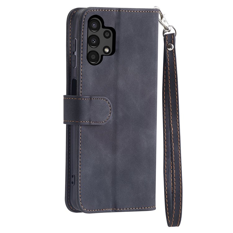 CASEDANCE Waltz 002 Series PU Leather Smartphone Case for Samsung Galaxy A13 4G, Wallet Adjustable Stand Phone Shell Magnetic Phone Cover - Black-9