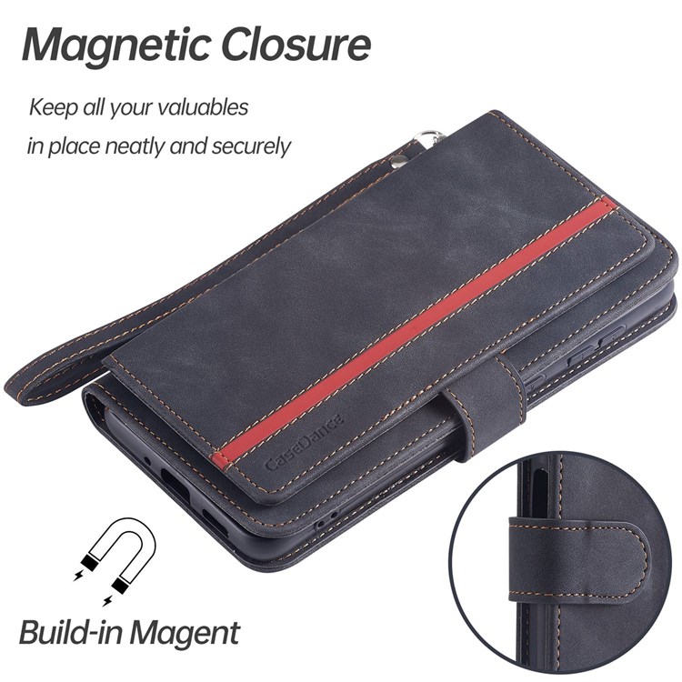 CASEDANCE Waltz 002 Series Phone Bag Case for Samsung Galaxy A53 5G, Practical Wallet Supporting Stand PU Leather Magnetic Closure Cover - Black-7