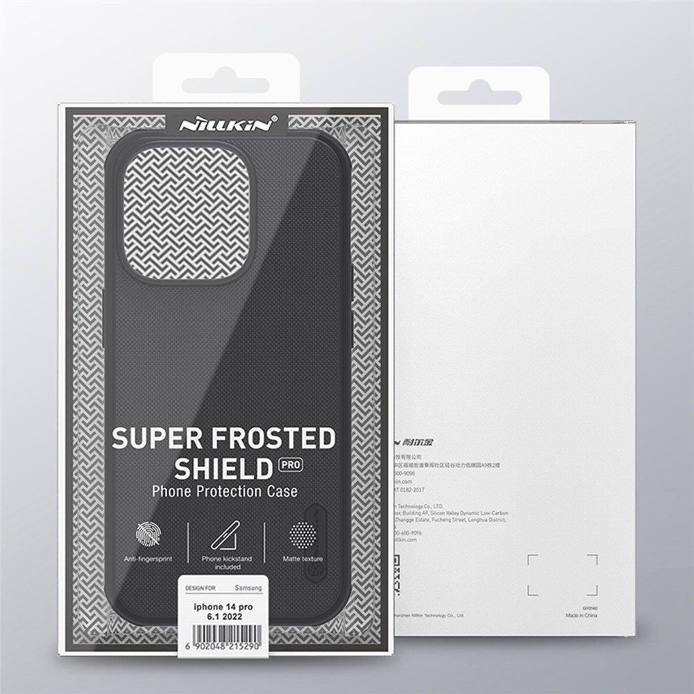 NILLKIN Super Frosted Shield Pro Phone Case for iPhone 14 Pro Max 6.7 inch, Anti-scratch Matte Finish PC Back TPU Frame Hybrid Cover - Black-11