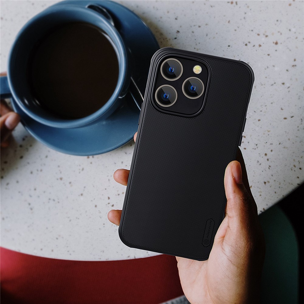 NILLKIN Super Frosted Shield Pro Phone Case for iPhone 14 Pro Max 6.7 inch, Anti-scratch Matte Finish PC Back TPU Frame Hybrid Cover - Black-3