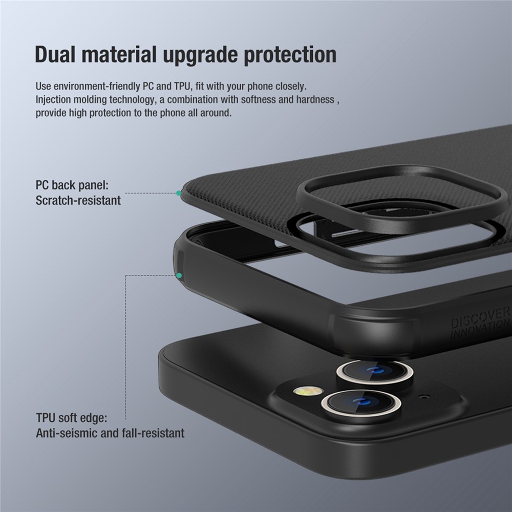 NILLKIN Super Frosted Shield Pro Phone Cover for iPhone 14 Max 6.7 inch, PC + TPU Anti-fingerprint Matte Protective Case - Black-4