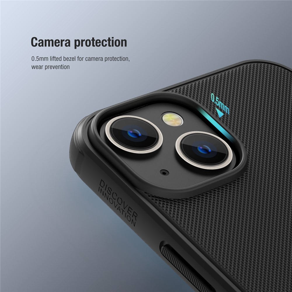 NILLKIN Super Frosted Shield Pro Shockproof Phone Case for iPhone 14 6.1 inch, PC + TPU Matte Surface Anti-drop Back Cover - Black-5