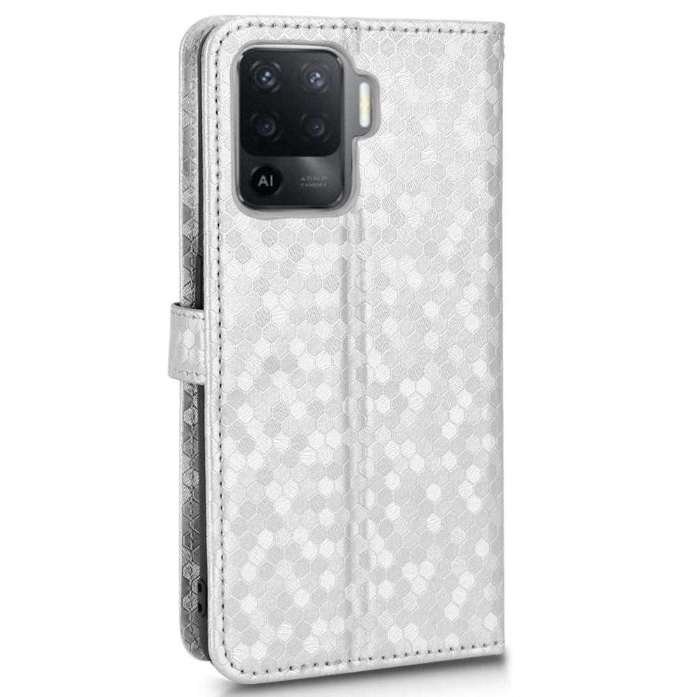 For Oppo A94 4G / F19 Pro 4G / Reno5 F 4G / Reno5 Lite, Phone Case Dot Pattern Imprinted PU Leather Protector Wallet Phone Case with Strap / Stand - Silver-7