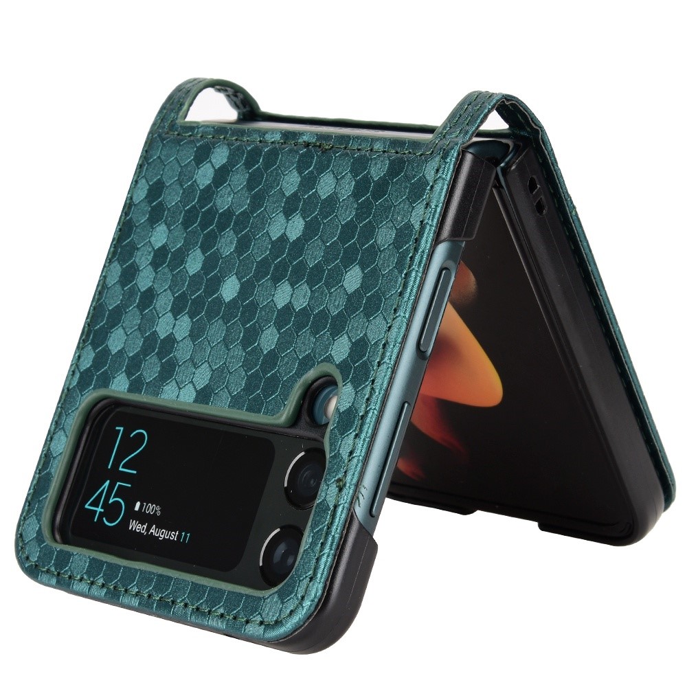 For Samsung Galaxy Z Flip4 5G Imprinted Dot Pattern PU Leather Drop-proof Case Flip Phone Cover with Card Slot - Green-2
