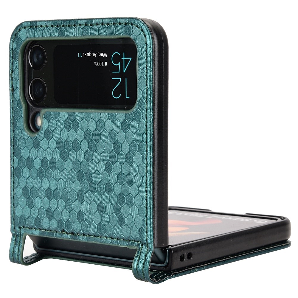 For Samsung Galaxy Z Flip4 5G Imprinted Dot Pattern PU Leather Drop-proof Case Flip Phone Cover with Card Slot - Green-3