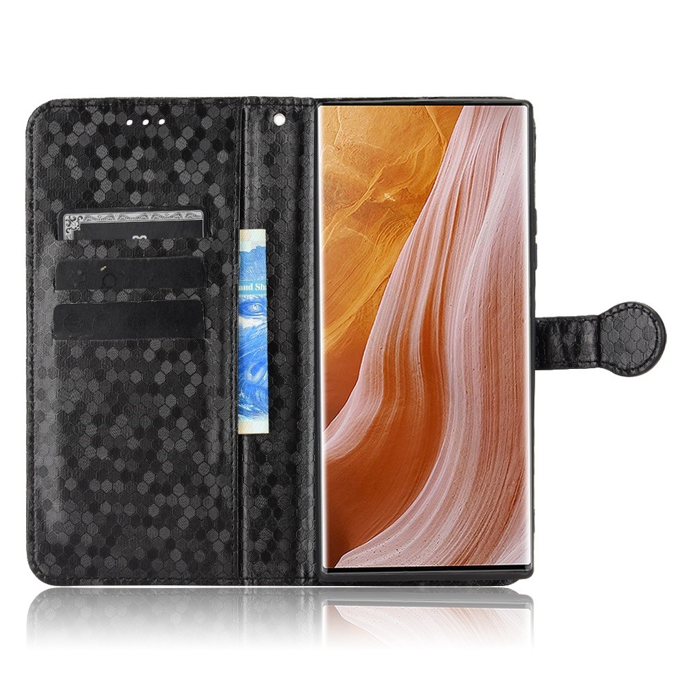 Anti-fingerprint Phone Case for ZTE Axon 40 Ultra 5G Dot Pattern Imprinted PU Leather Phone Case Wallet Stand Folio Flip Cover with Strap - Black-2