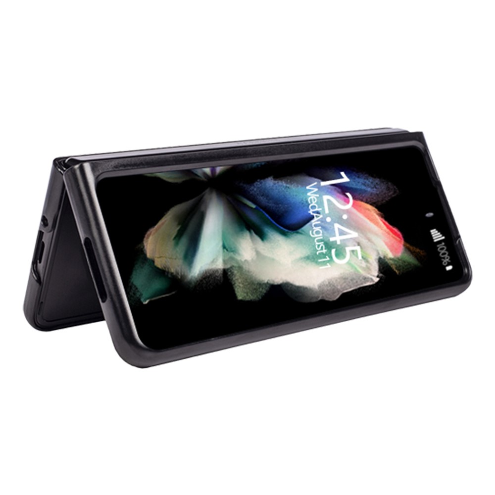 For Samsung Galaxy Z Fold4 5G Flower Butterfly Pattern Texture Imprinted Stylish PU Leather + PC Phone Case Cover - Black-3