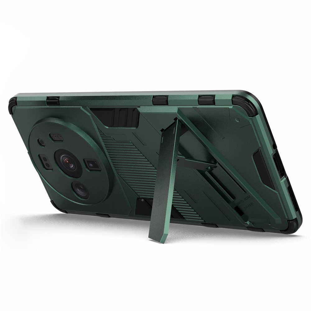 For Xiaomi 12S Ultra 5G Shock Absorption Drop-proof TPU+PC Cover Kickstand Anti-scratch Cell Phone Case - Green-5