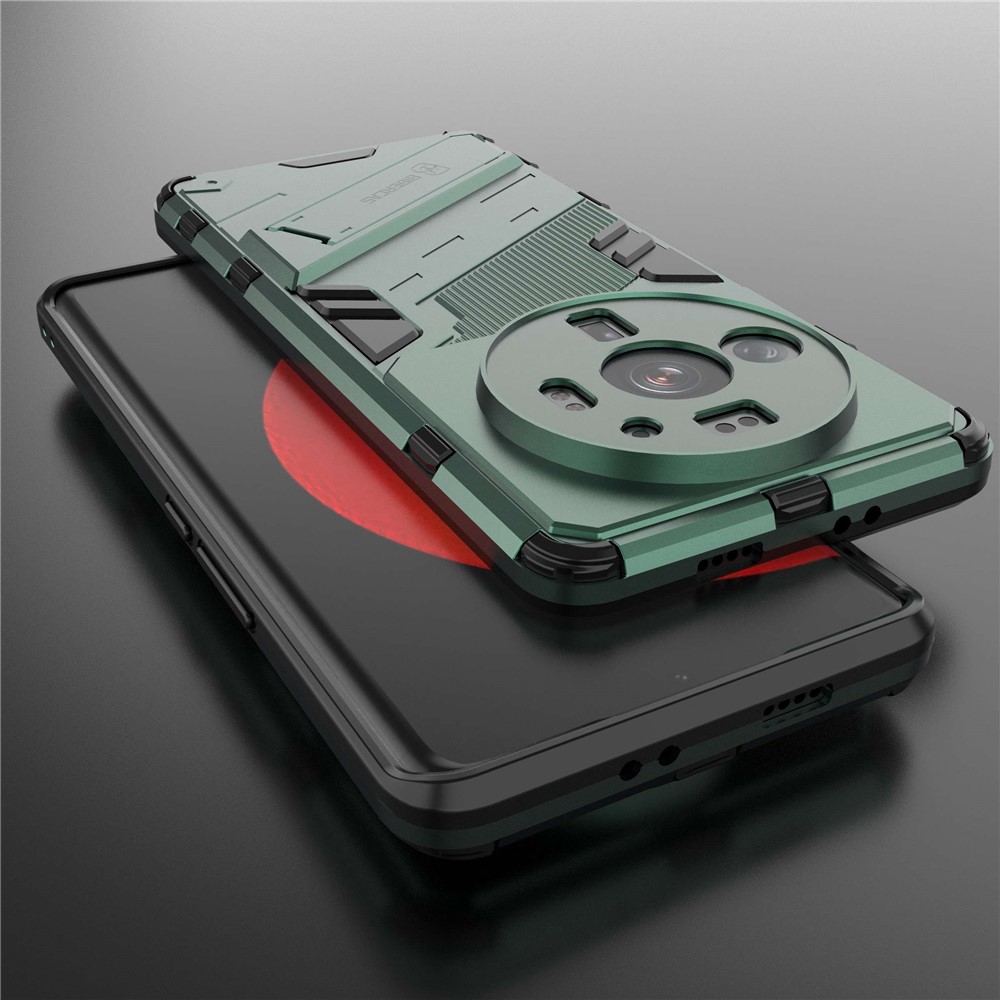 For Xiaomi 12S Ultra 5G Shock Absorption Drop-proof TPU+PC Cover Kickstand Anti-scratch Cell Phone Case - Green-7