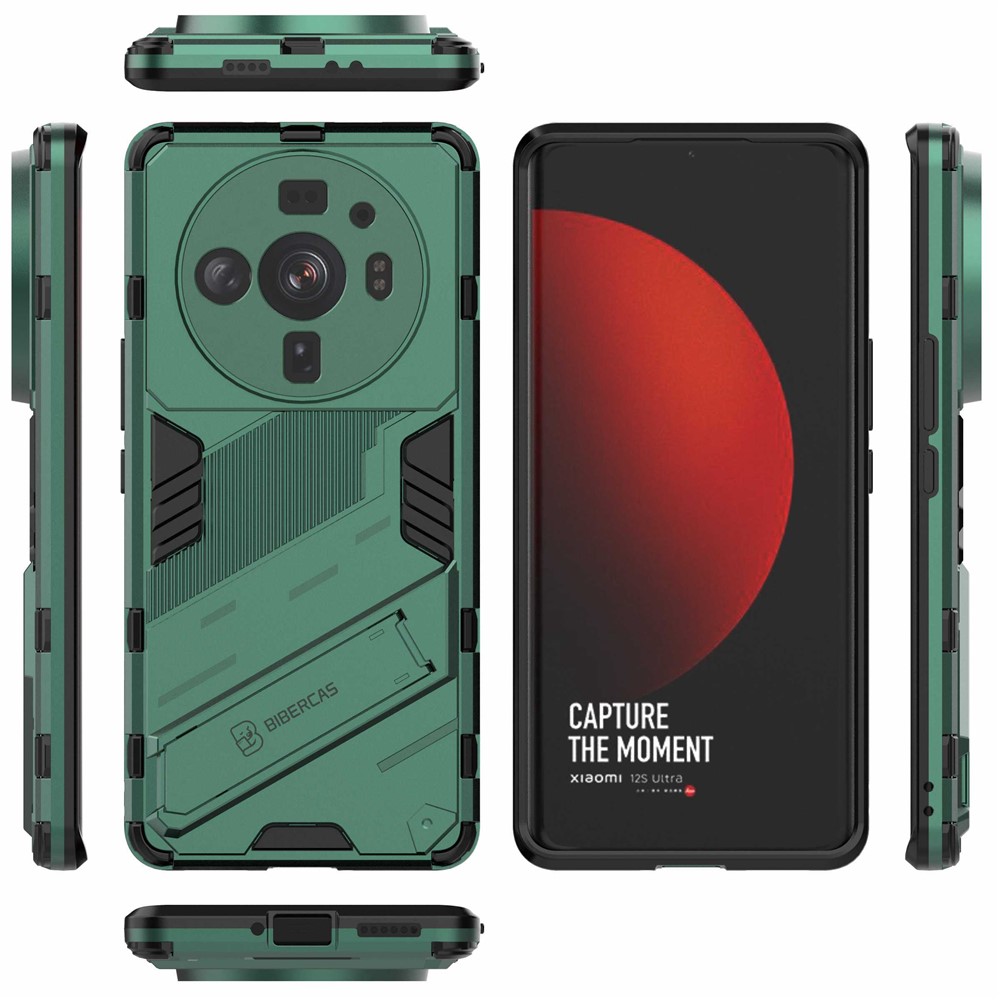 For Xiaomi 12S Ultra 5G Shock Absorption Drop-proof TPU+PC Cover Kickstand Anti-scratch Cell Phone Case - Green-8