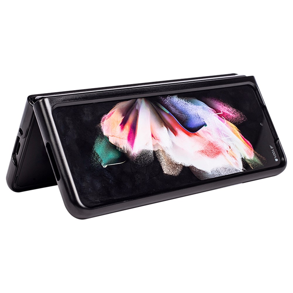For Samsung Galaxy Z Fold4 5G Anti-scratch Phone Case Cross Textured PU Leather Coated PC Phone Cover - Grey-3