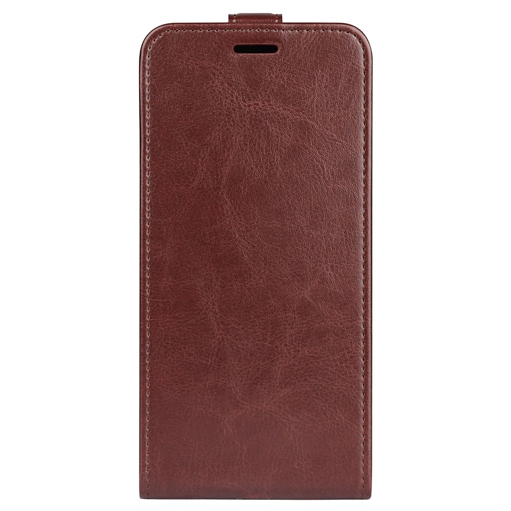 For Wiko T50 4G Fall Resistant Vertical Flip Crazy Horse Texture PU Leather Cover Card Holder Phone Case - Brown-5