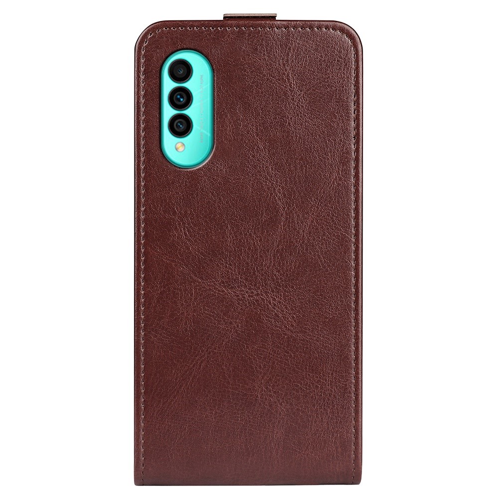 For Wiko T50 4G Fall Resistant Vertical Flip Crazy Horse Texture PU Leather Cover Card Holder Phone Case - Brown-6