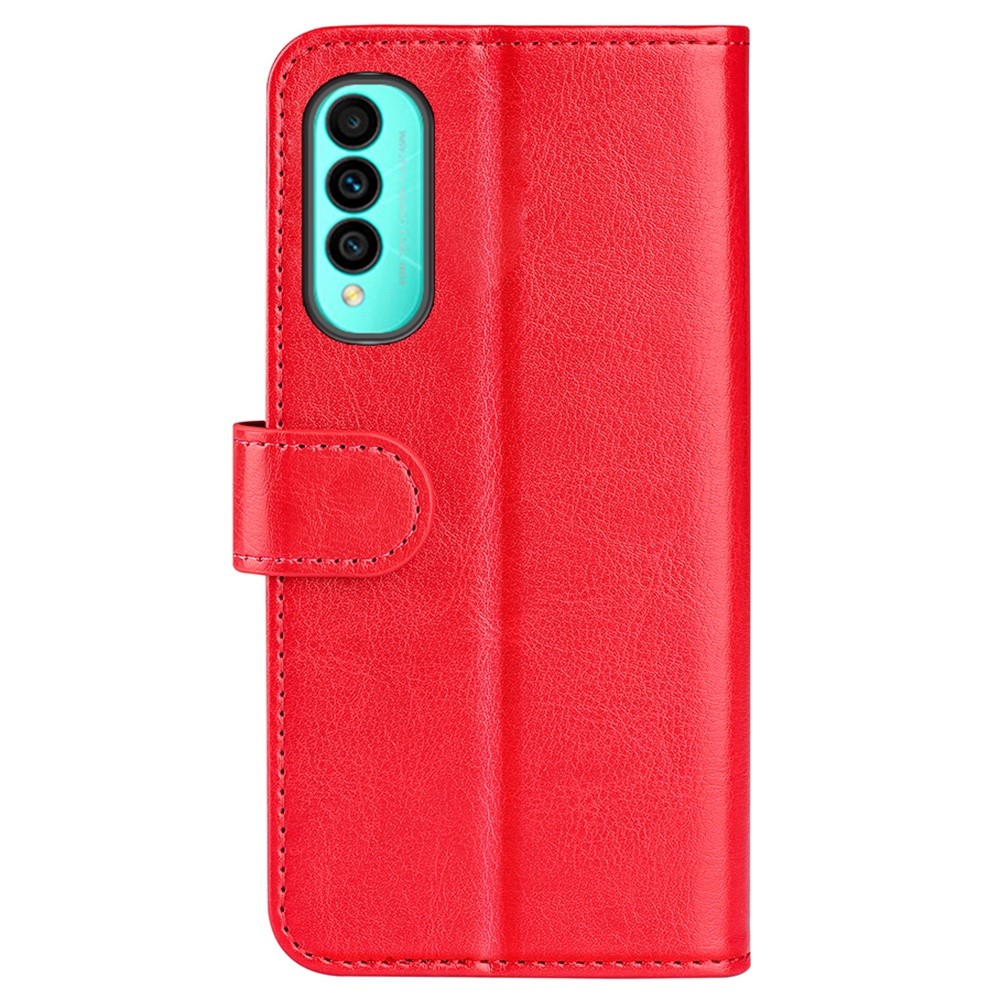 For Wiko T50 4G PU Leather Crazy Horse Texture Protective Cover, Book Style Wallet Stand Magnetic Clasp Phone Case - Red-6
