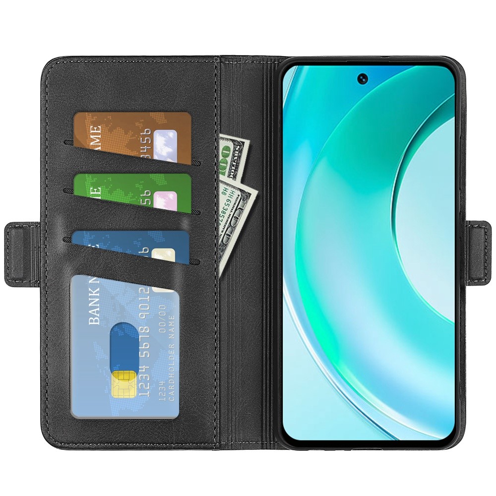 For Wiko T50 4G Double Magnetic Clasp Phone Case Shockproof Textured PU Leather TPU Wallet Stand Cover - Black-2