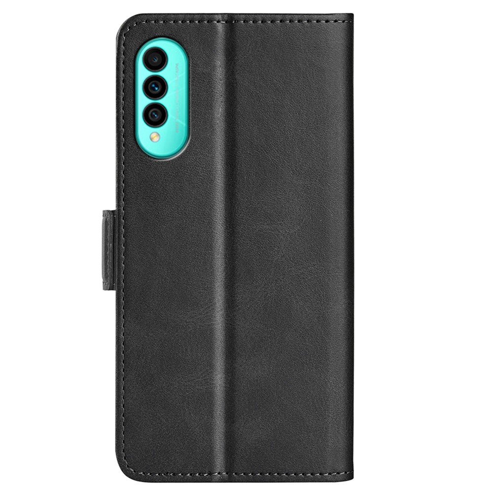 For Wiko T50 4G Double Magnetic Clasp Phone Case Shockproof Textured PU Leather TPU Wallet Stand Cover - Black-6