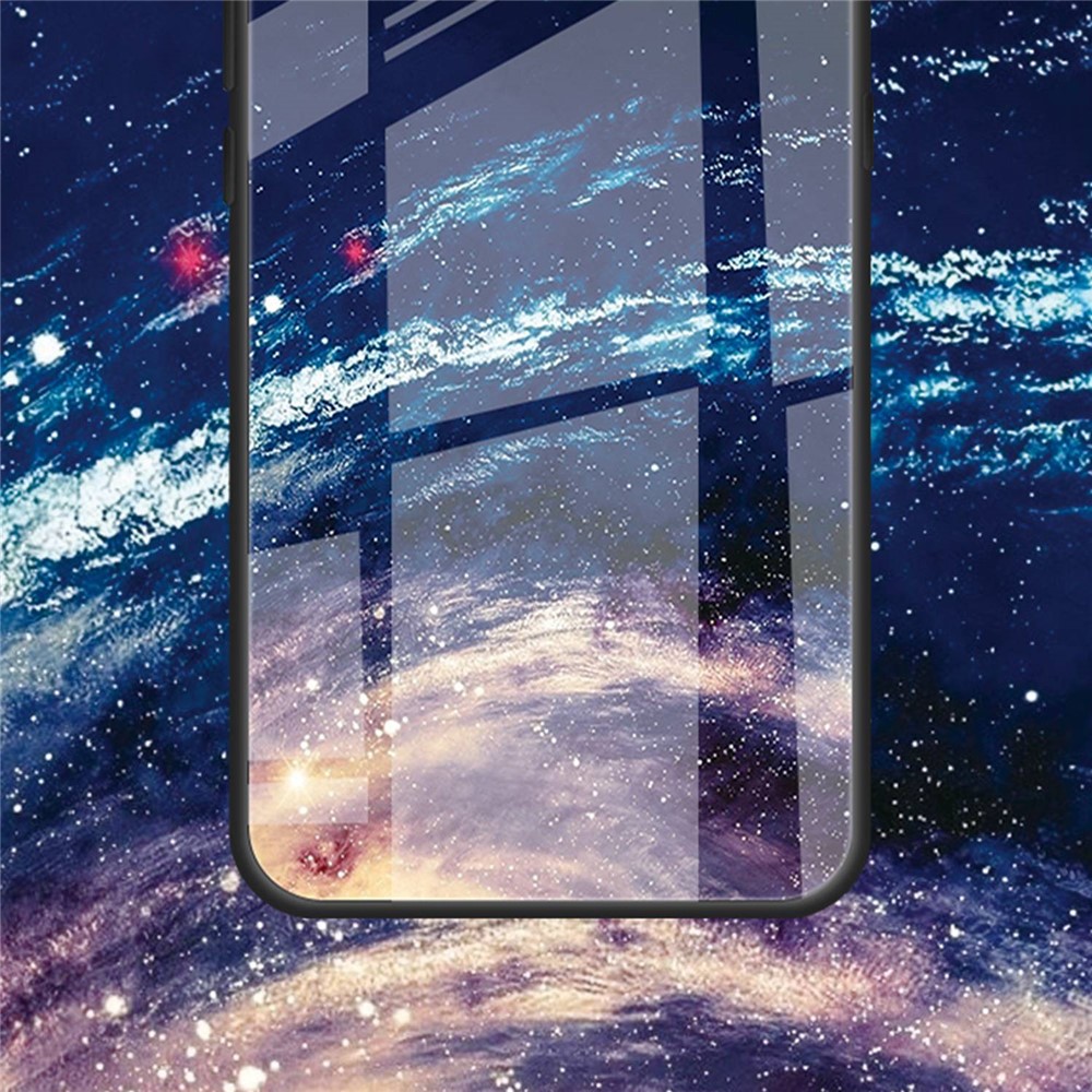 For iPhone 14 Max 6.7 inch Tempered Glass Phone Case, Anti-scratch Pattern Printing Hard PC+Soft TPU Cellphone Cover - The Milky Way-8