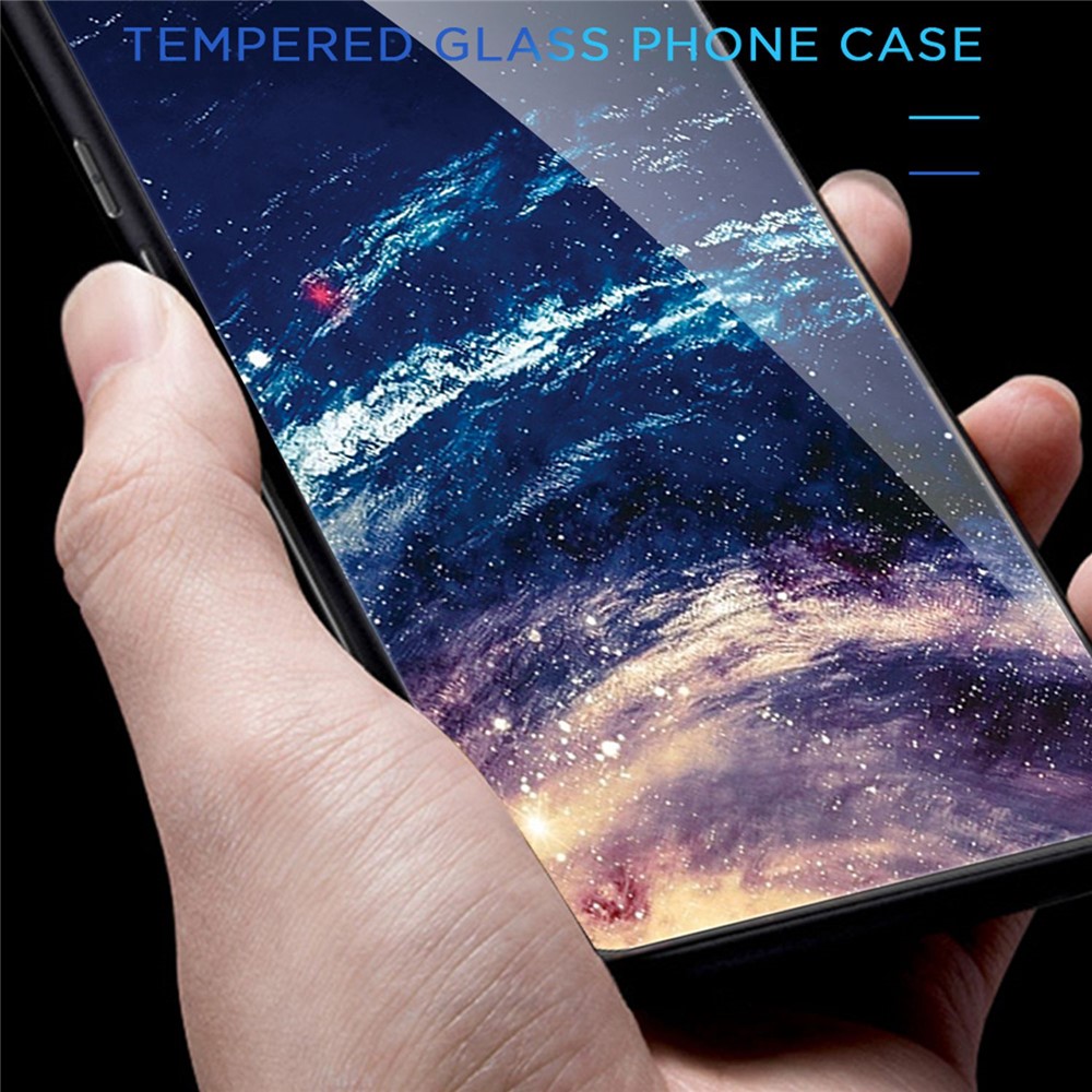 For iPhone 14 Pro Max 6.7 inch Cellphone Guard, Pattern Printing Tempered Glass Phone Case Hard PC+Soft TPU Phone Cover - The Milky Way-6