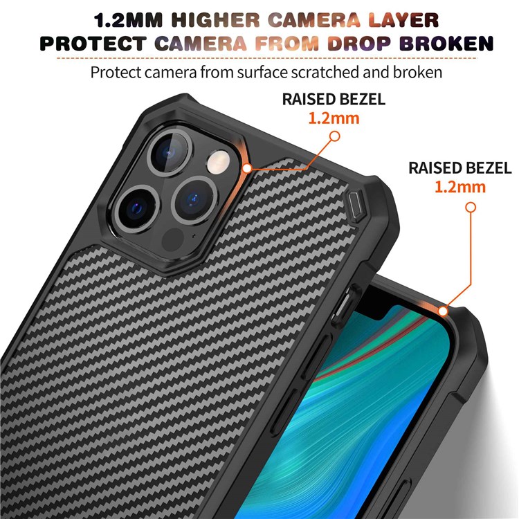 For iPhone 14 Pro 6.1 inch Ultra Thin Anti-wear Phone Case Well Protection Carbon Fiber TPU + Acrylic Mobile Phone Back Cover - Black-2