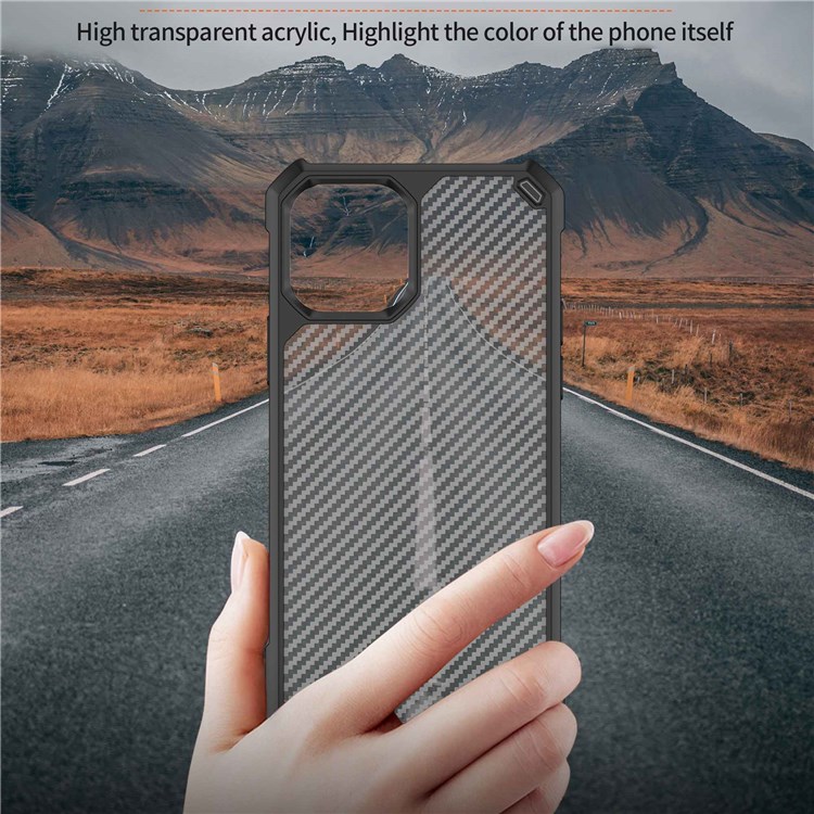 For iPhone 14 Pro 6.1 inch Ultra Thin Anti-wear Phone Case Well Protection Carbon Fiber TPU + Acrylic Mobile Phone Back Cover - Black-6