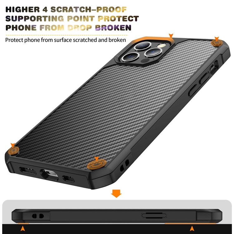 For iPhone 14 Pro 6.1 inch Ultra Thin Anti-wear Phone Case Well Protection Carbon Fiber TPU + Acrylic Mobile Phone Back Cover - Black-7