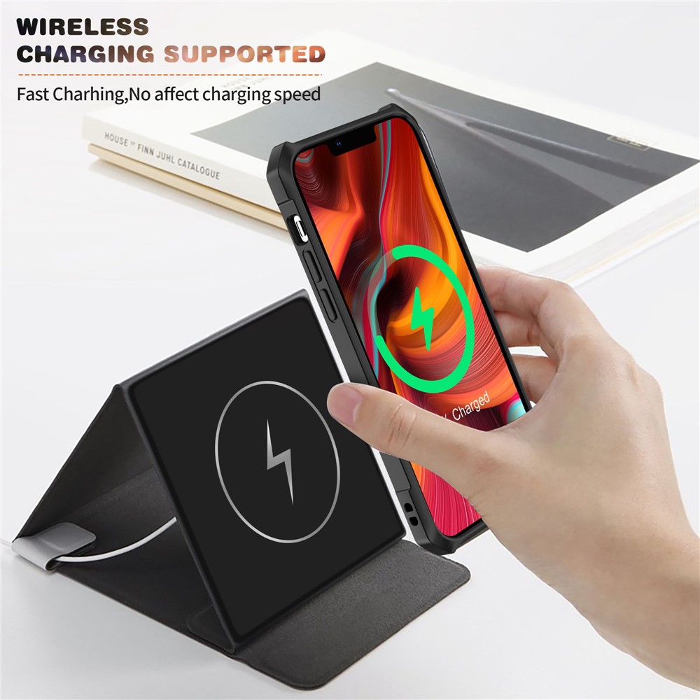 For iPhone 14 6.1 inch Anti-fall Phone Case Carbon Fiber Anti-scratch TPU + Acrylic Back Cover - Black-4