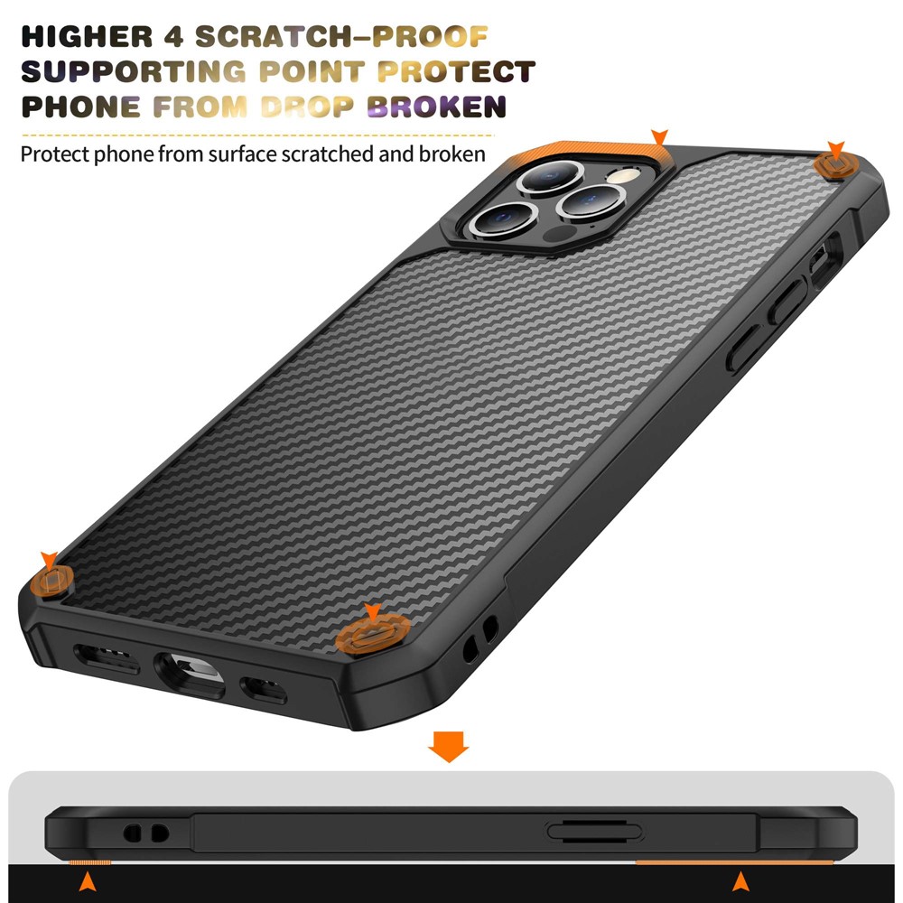 For iPhone 14 6.1 inch Anti-fall Phone Case Carbon Fiber Anti-scratch TPU + Acrylic Back Cover - Black-7