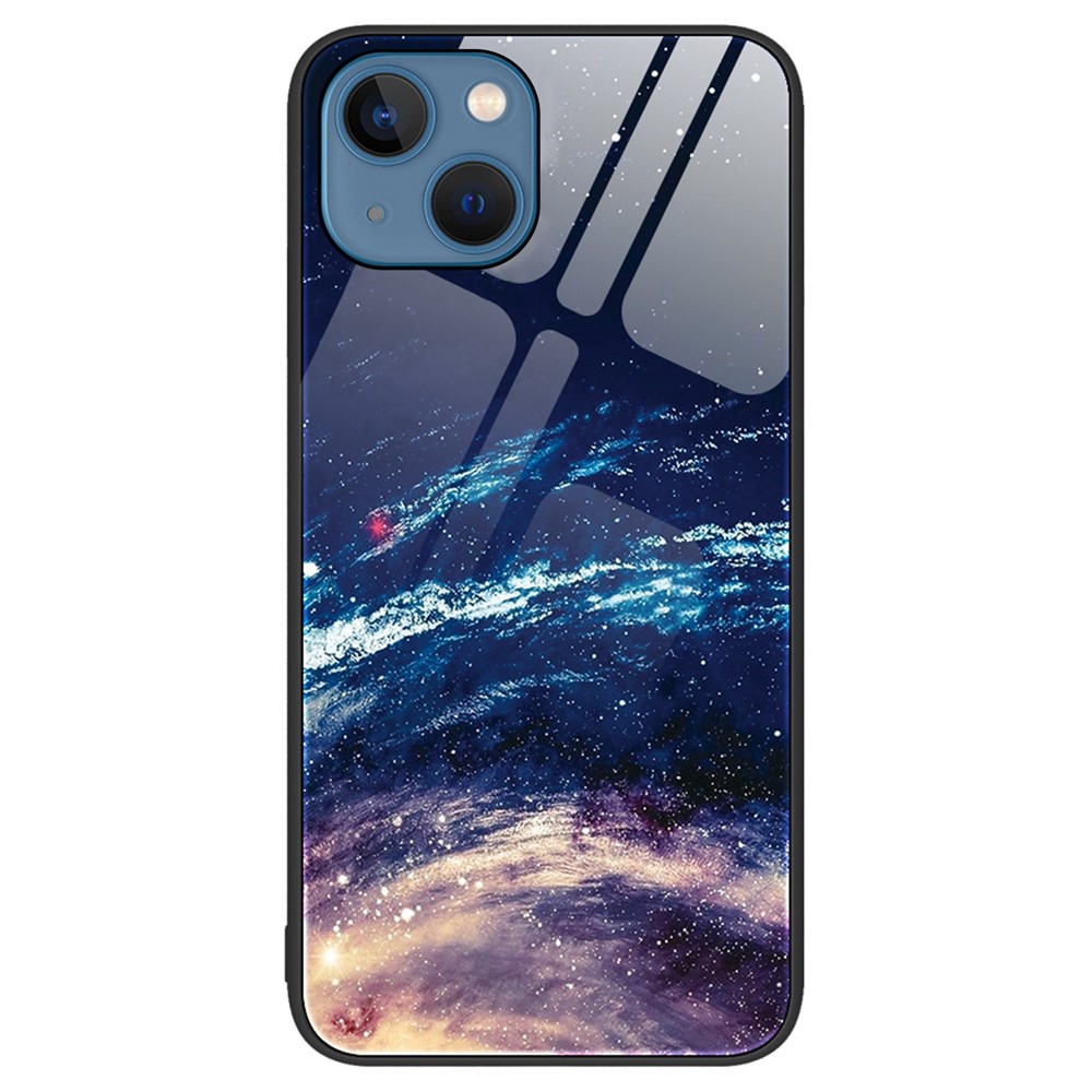 For iPhone 14 6.1 inch Shock Absorption Pattern Printing Tempered Glass Phone Case Hard PC+Soft TPU Cellphone Cover - The Milky Way-1