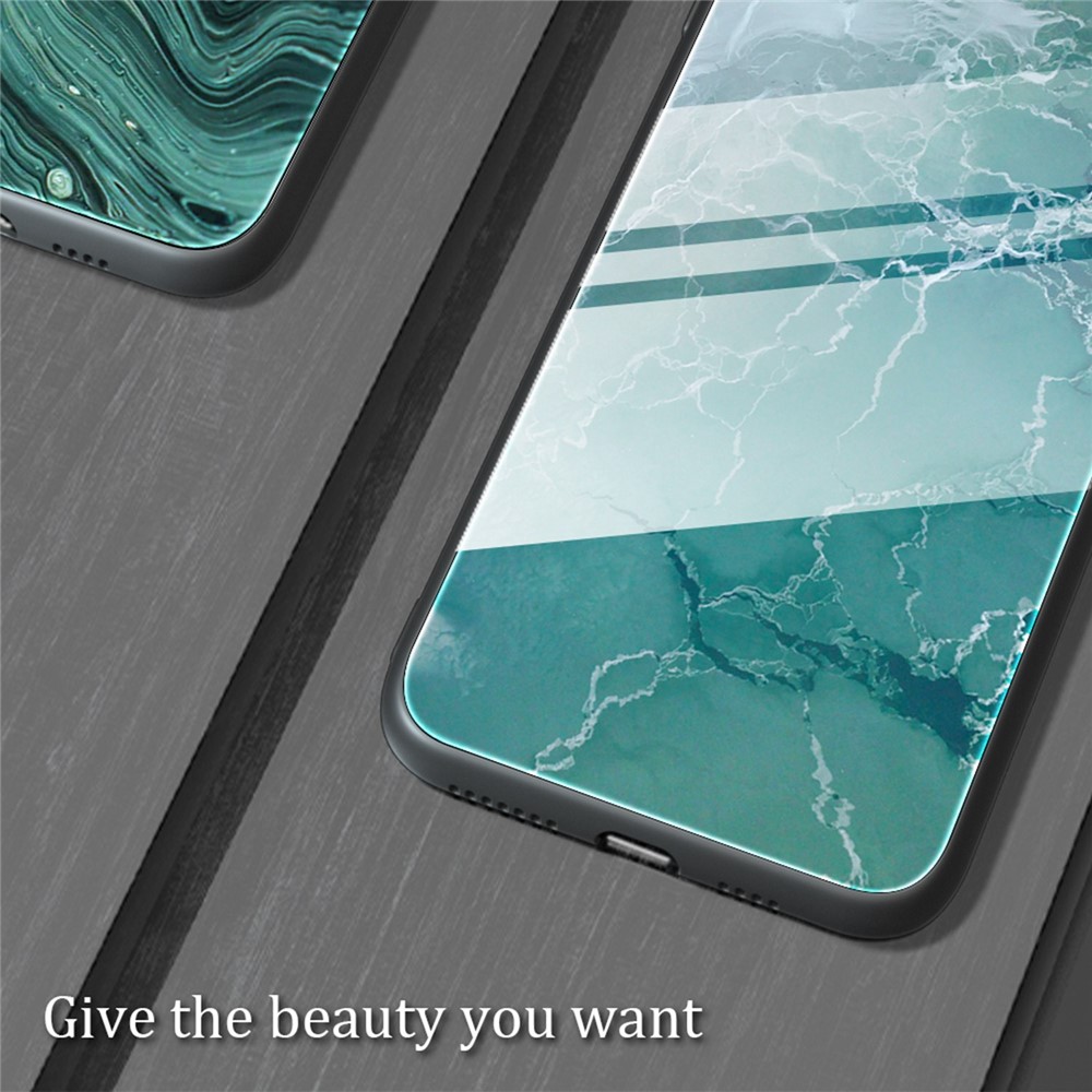 For iPhone 14 6.1 inch Phone Case Drop Proof Tempered Glass + PC + TPU Marble Pattern Cover - DL01-5