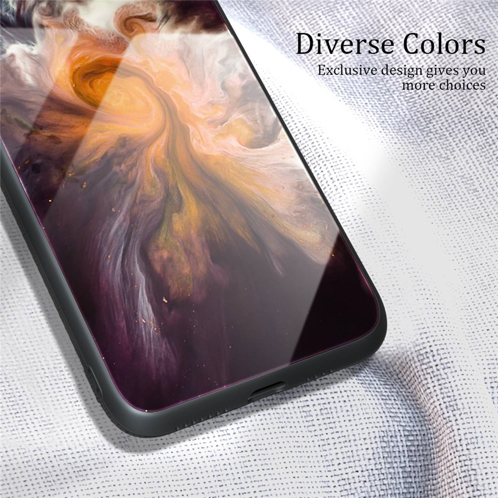 For iPhone 14 6.1 inch Phone Case Drop Proof Tempered Glass + PC + TPU Marble Pattern Cover - DL01-7