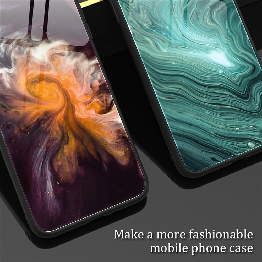 For iPhone 14 Max 6.7 inch Fall Resistant Phone Case Tempered Glass + PC + TPU Marble Pattern Cover - DL01-6