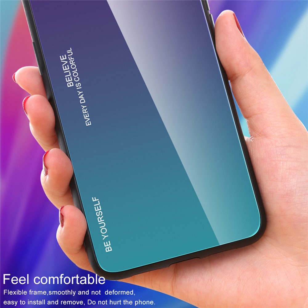 Gradient Color Design Case for iPhone 14 Pro 6.1 inch, Anti-shock Tempered Glass + PC + TPU Phone Protector - Blue / Black-4