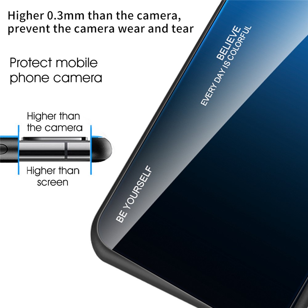 Gradient Color Design Case for iPhone 14 Pro 6.1 inch, Anti-shock Tempered Glass + PC + TPU Phone Protector - Blue / Black-6