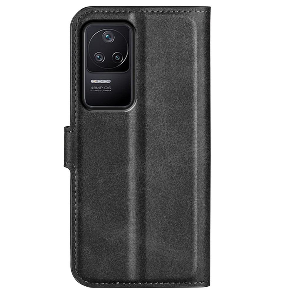 For Xiaomi Poco F4 5G / Redmi K40S 5G Textured PU Leather Stand Wallet Case Square Magnetic Clasp Protective Phone Cover - Black-6