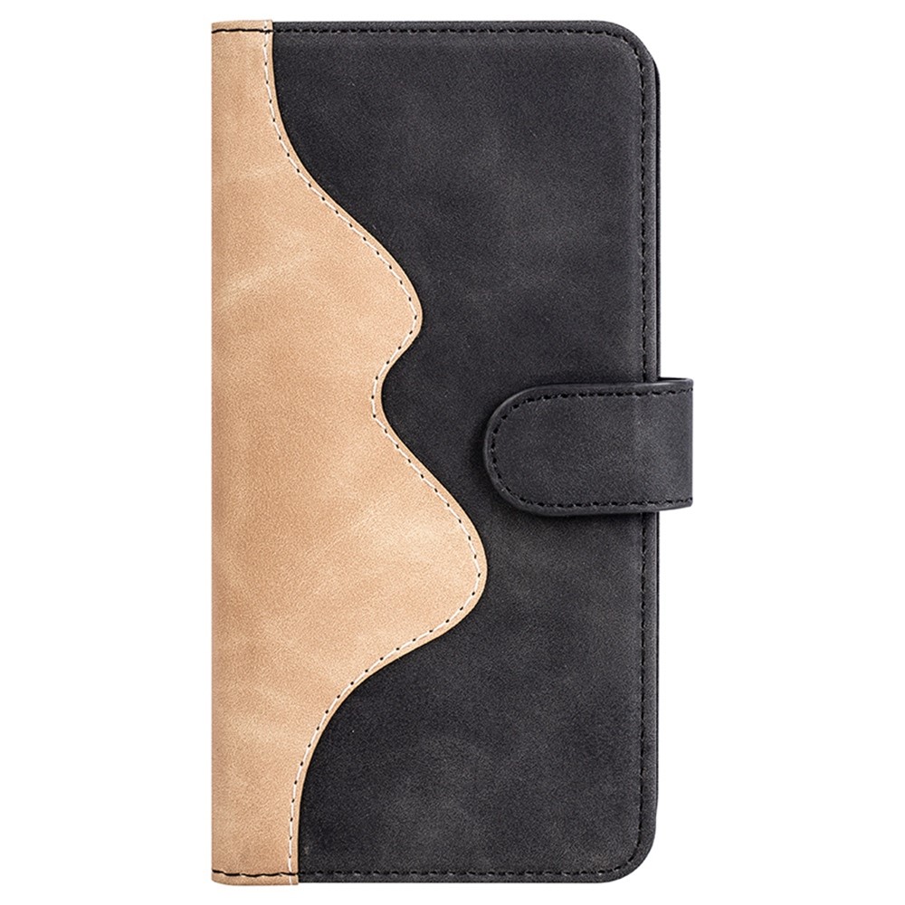 For Xiaomi Poco F4 5G / Redmi K40S 5G PU Leather Color Splicing Phone Case Stand Wallet Folio Flip Anti-drop Cover - Black-6