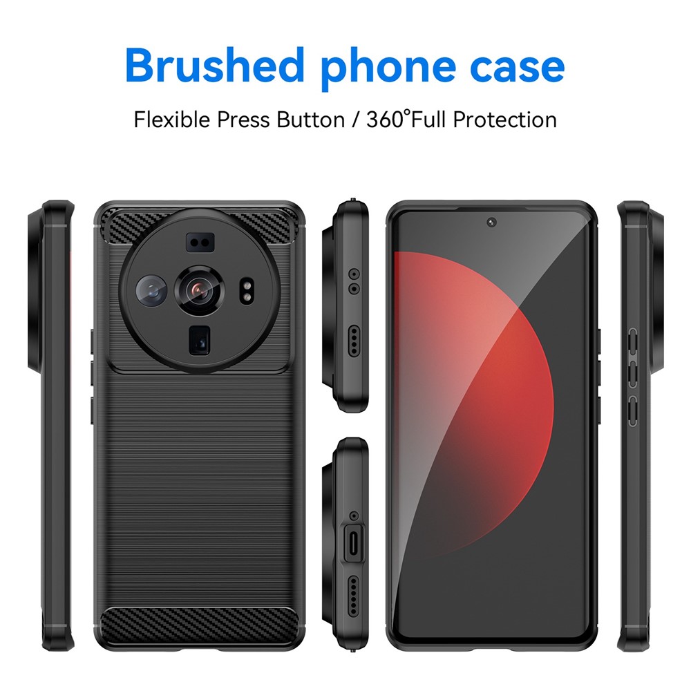 Brushed Slim Phone Case for Xiaomi 12S Ultra 5G, Carbon Fiber Texture TPU Cover Scratch Resistant Cell Phone Shell - Black-7