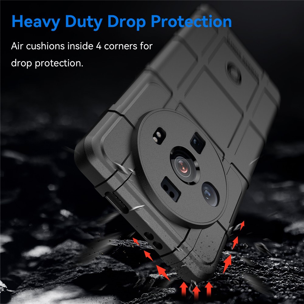 For Xiaomi 12S Ultra 5G Rugged Square Grid Thickened Soft TPU Back Case Protective Phone Case - Black-2