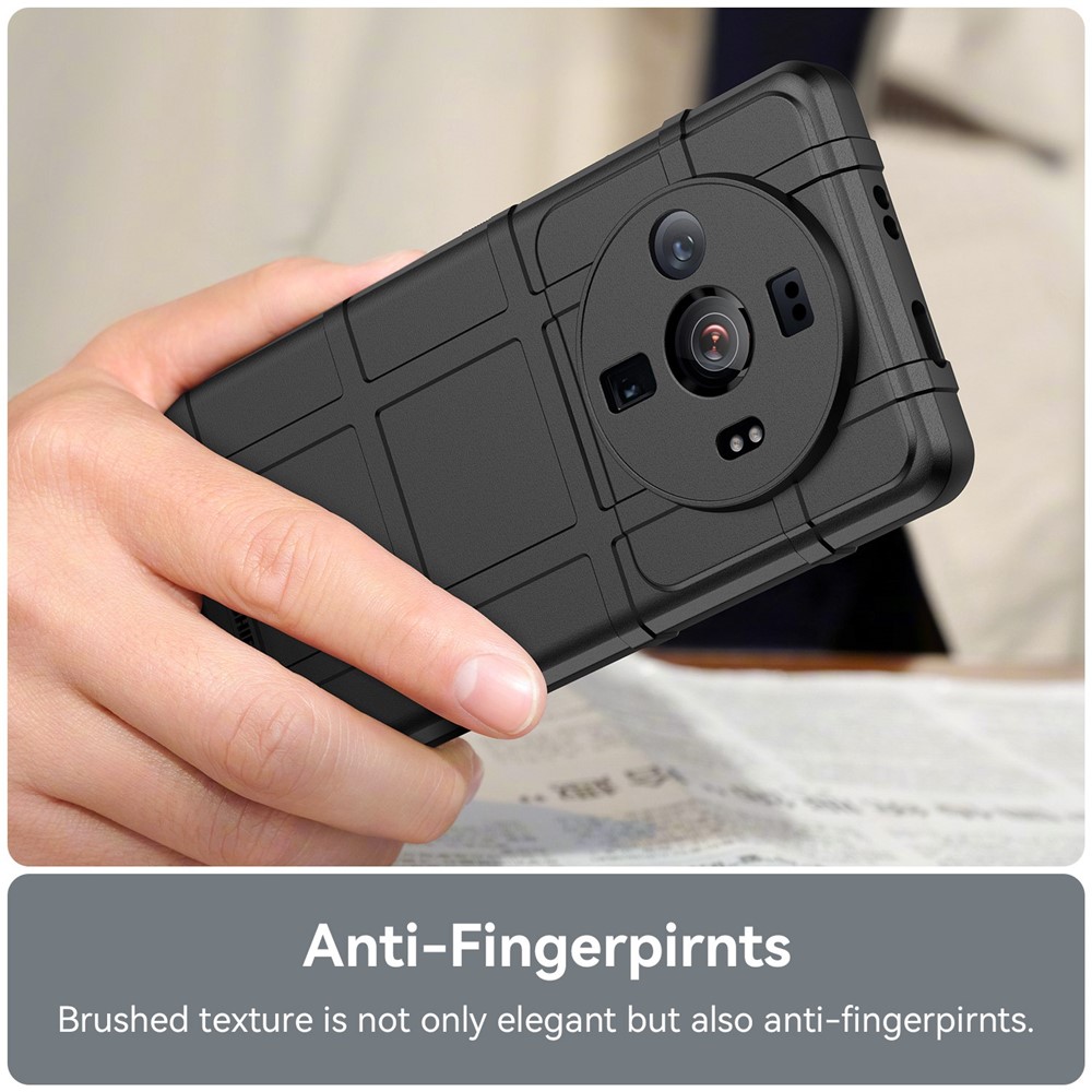 For Xiaomi 12S Ultra 5G Rugged Square Grid Thickened Soft TPU Back Case Protective Phone Case - Black-4