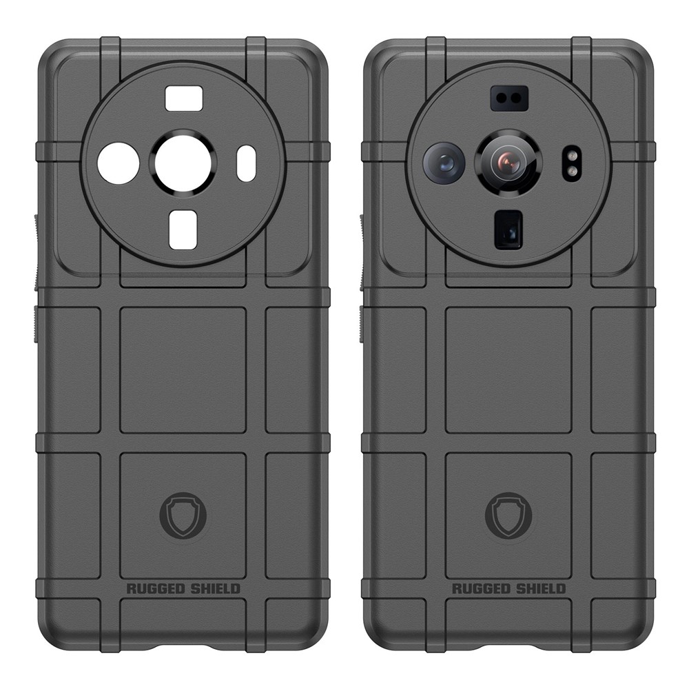 For Xiaomi 12S Ultra 5G Rugged Square Grid Thickened Soft TPU Back Case Protective Phone Case - Black-8