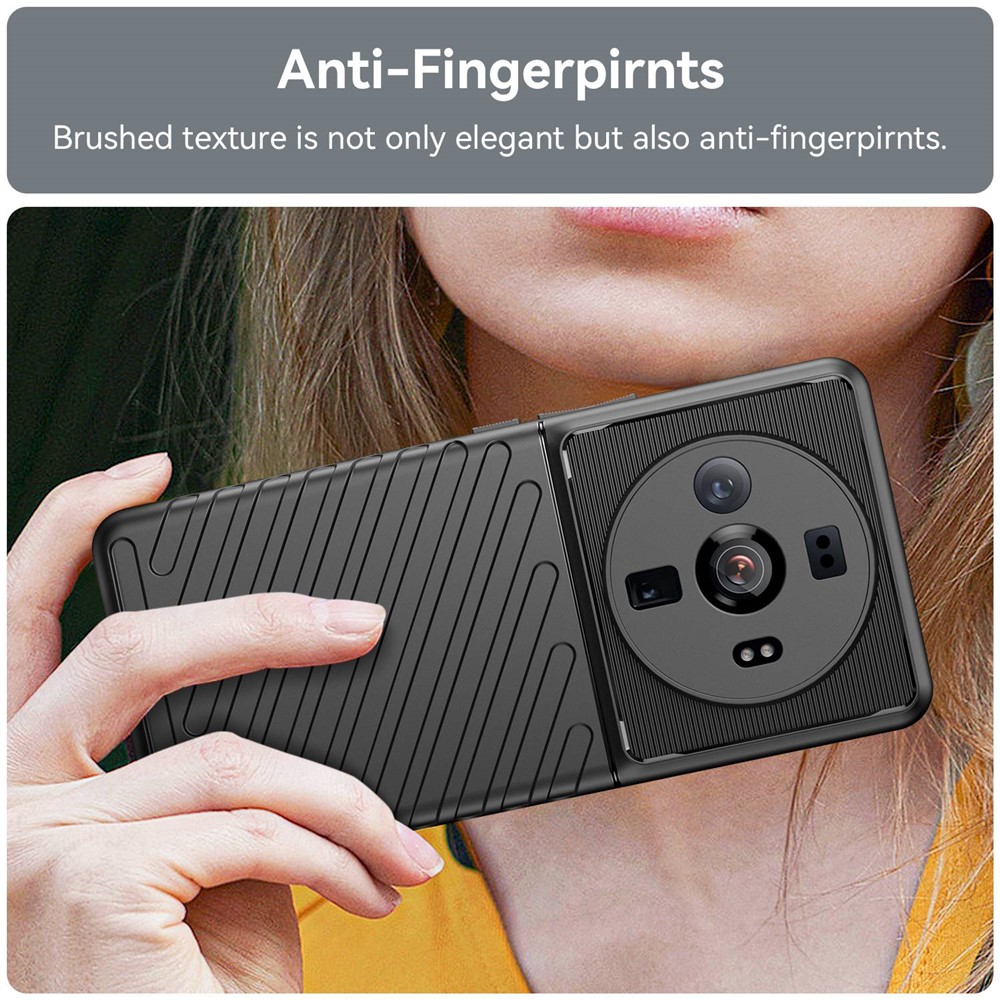 For Xiaomi 12S Ultra 5G Thunder Series Thickened TPU Phone Case Twill Texture Anti-fingerprint Anti-shock Protector - Black-4