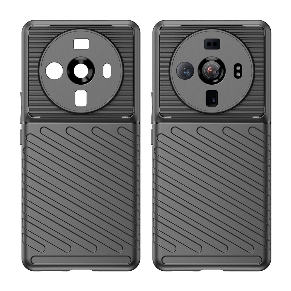 For Xiaomi 12S Ultra 5G Thunder Series Thickened TPU Phone Case Twill Texture Anti-fingerprint Anti-shock Protector - Black-8