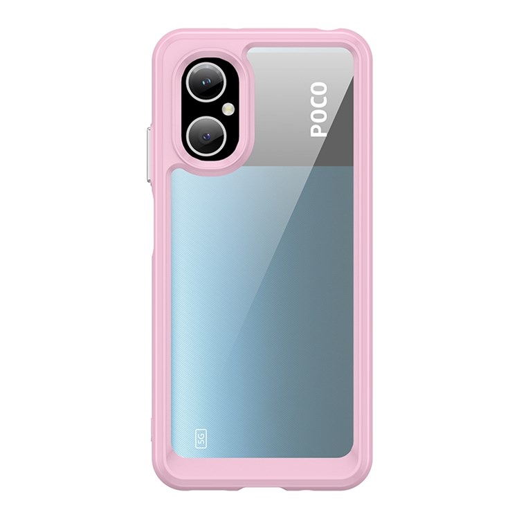 For Xiaomi Poco M4 5G Raised Bezel Drop Protection Phone Cover Hard Acrylic + TPU Dustproof Mobile Phone Case - Rouge Pink-2