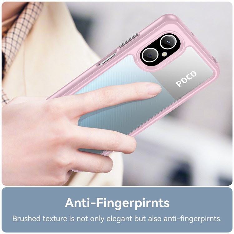 For Xiaomi Poco M4 5G Raised Bezel Drop Protection Phone Cover Hard Acrylic + TPU Dustproof Mobile Phone Case - Rouge Pink-6