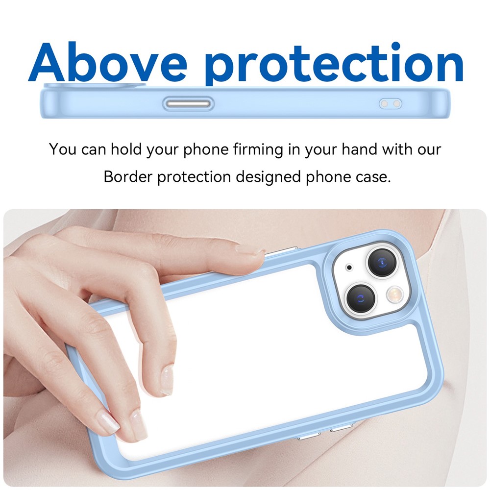 For iPhone 14 Max 6.7 inch TPU + Acrylic Hybrid Phone Case Anti-drop Anti-fingerprint Back Cover - Blue-5
